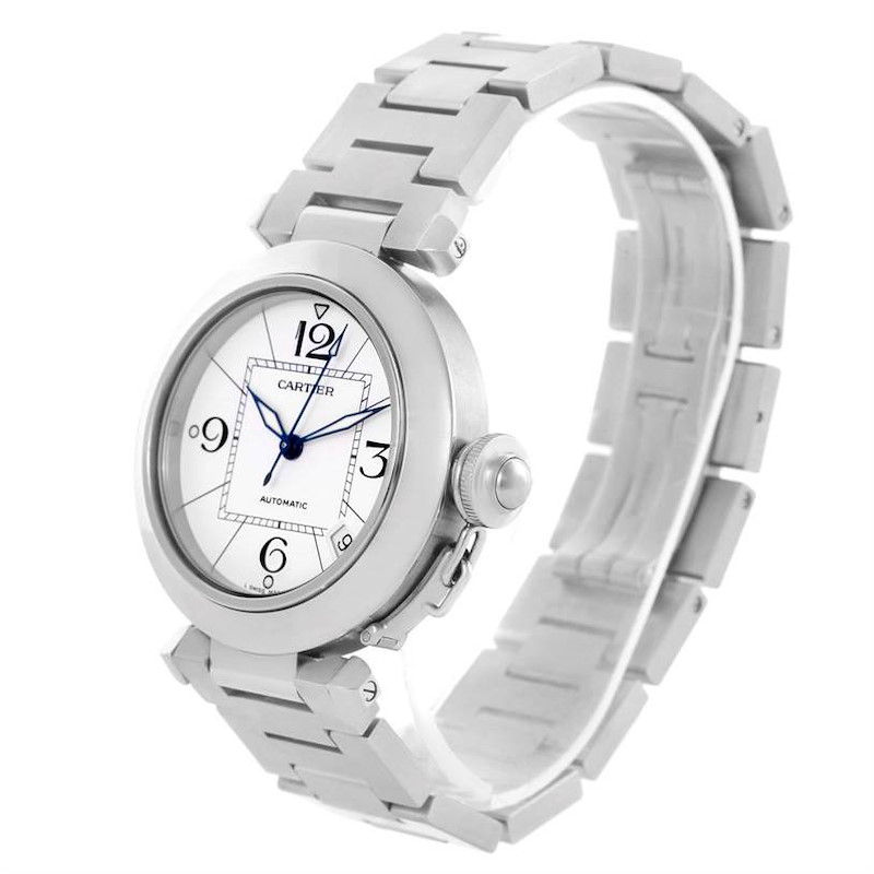 Cartier Pasha C Medium Automatic White Dial Steel Watch W31074M7 SwissWatchExpo