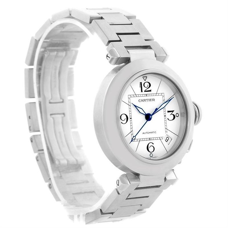 Cartier Pasha C Medium Automatic White Dial Date Watch W31074M7 SwissWatchExpo