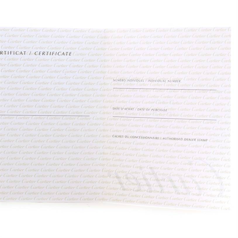 This image shows the Cartier Pasha W31075M7 Women
s Stainless Steel Pink Dial W31075M7 Women
s Stainless Steel Pink Dial watch certificate with individual number, date of purchase, and dealer stamp sections.