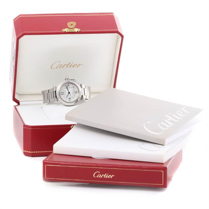 Cartier Pasha C Medium Automatic White Dial Watch W31074M7 Box Papers ...