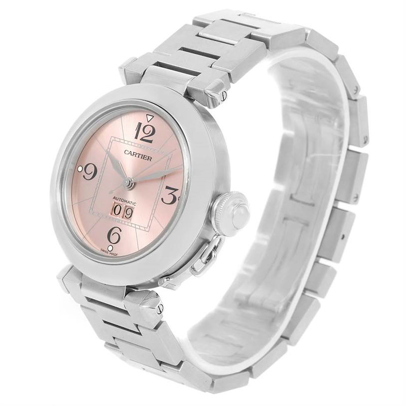 Cartier Pasha Big Date Pink Dial Medium Steel Ladies Watch W31058M7 SwissWatchExpo
