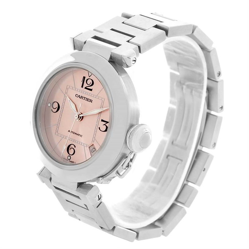 Cartier Pasha C Stainless Steel Pink Dial Ladies Watch W31075M7 SwissWatchExpo