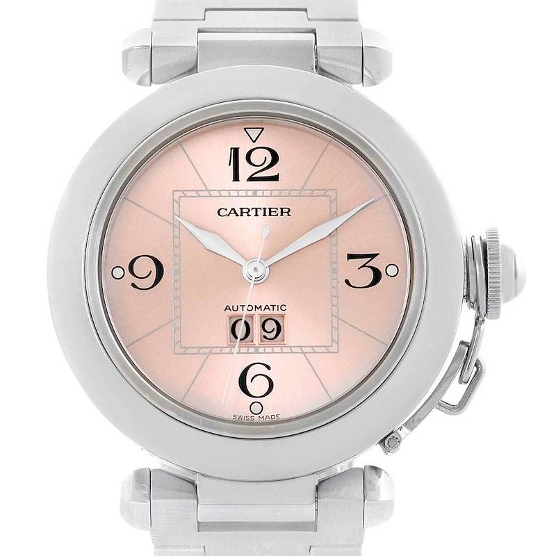 Cartier Pasha Midsize Pink Dial Steel Ladies Watch W31058M7 SwissWatchExpo