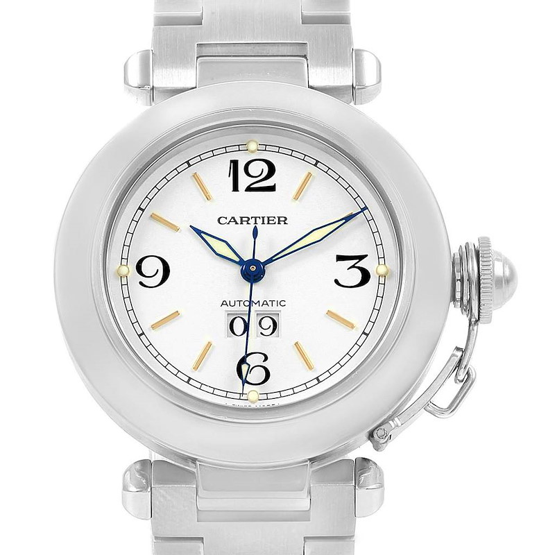 Cartier Pasha C Midsize Big Date Automatic Steel Watch W31044M7 SwissWatchExpo