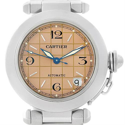 Photo of Cartier Pasha C Steel Salmon Grid Dial Watch W31023M7