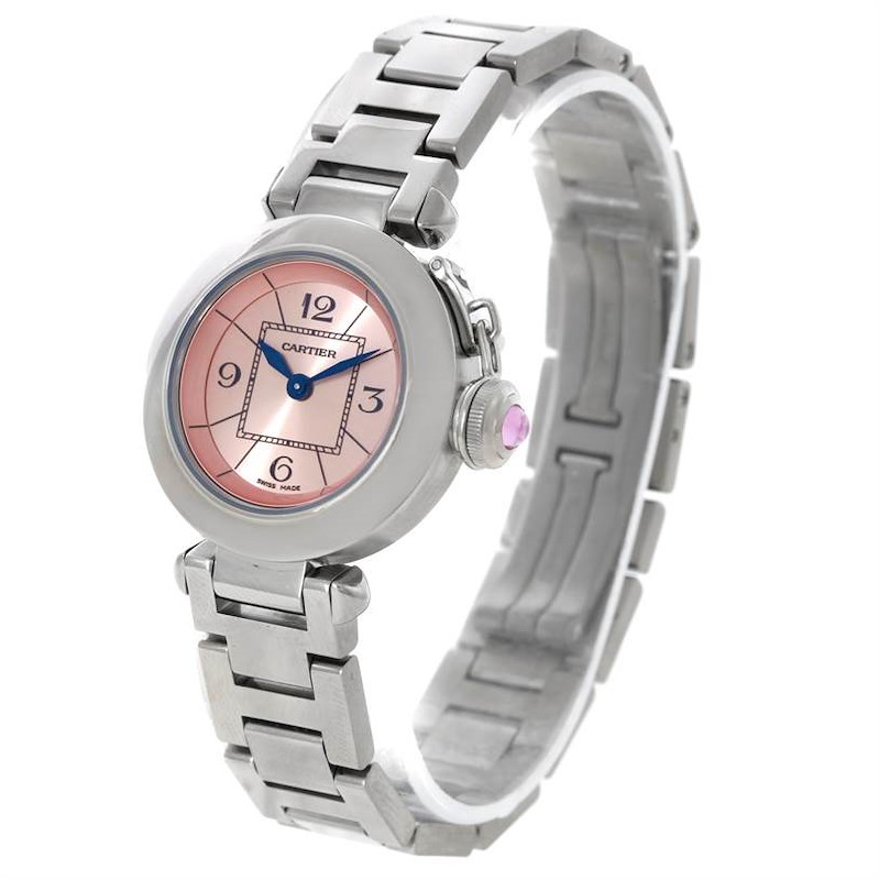 Cartier Miss Pasha Small Steel Pink Dial Watch W3140008 SwissWatchExpo