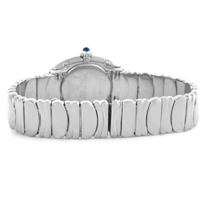 The image shows the back view and bracelet of the Cartier Baignoire W15133L2 Women's White Gold Silver Dial W15133L2 Women's White Gold Silver Dial watch.
