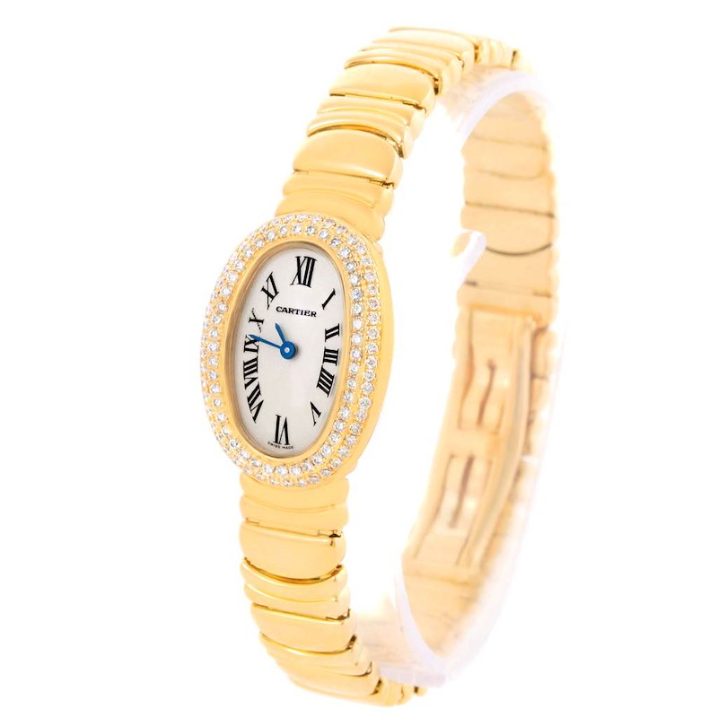 Cartier Baignoire 18K Yellow Gold Diamond Ladies Watch WB5094D8 ...