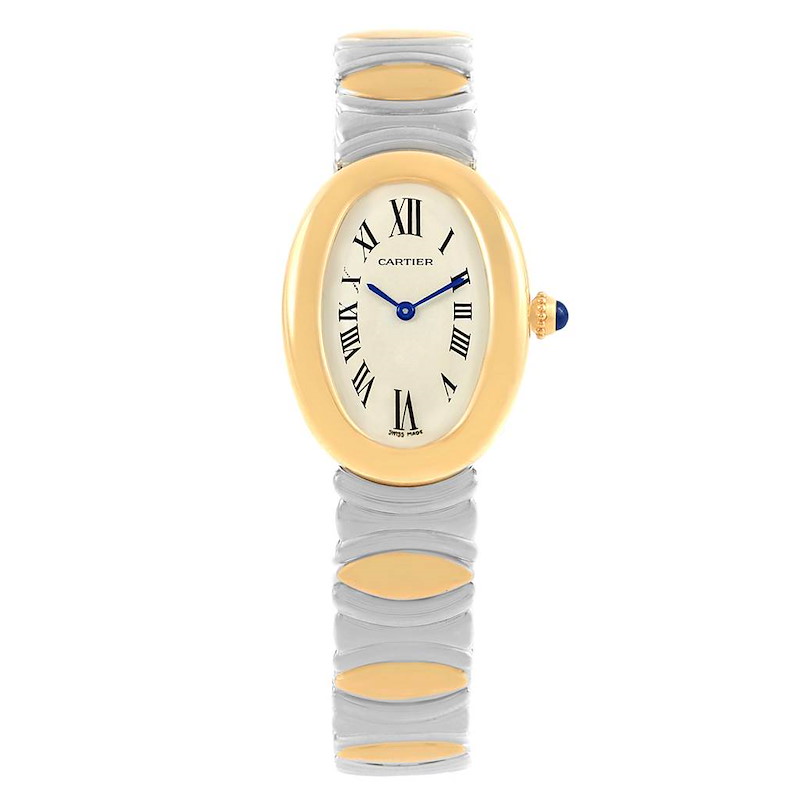 Cartier Baignoire Ladies Steel 18k Yellow Gold Watch W15045D8