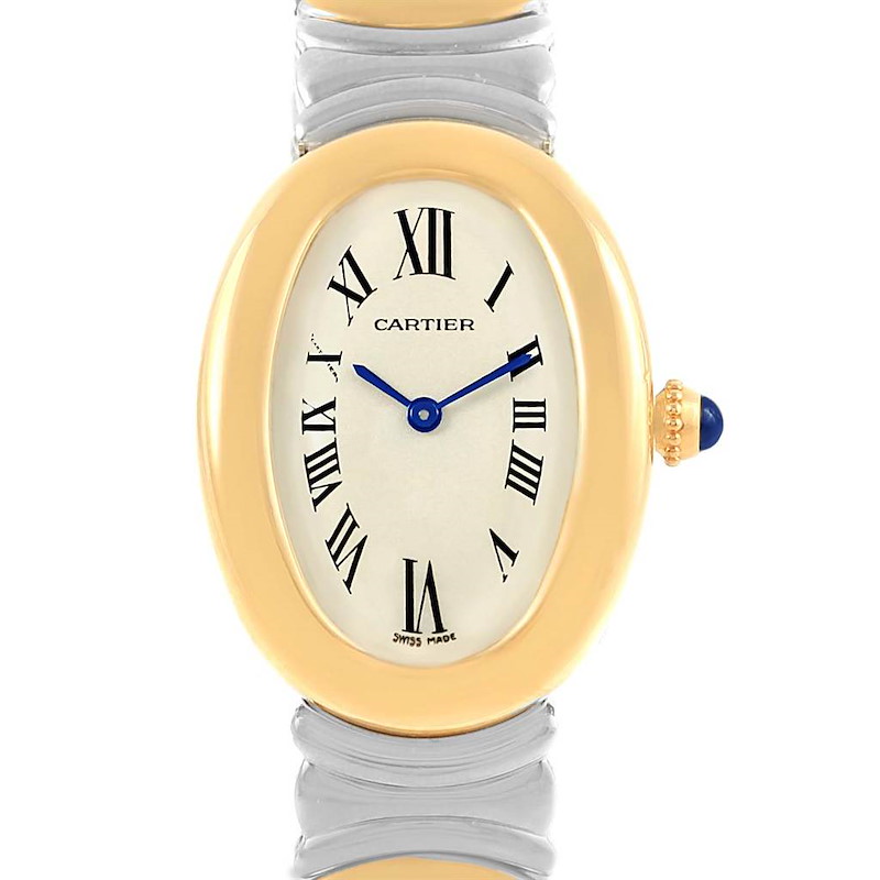 Cartier Baignoire Ladies Steel 18k Yellow Gold Watch W15045D8 SwissWatchExpo