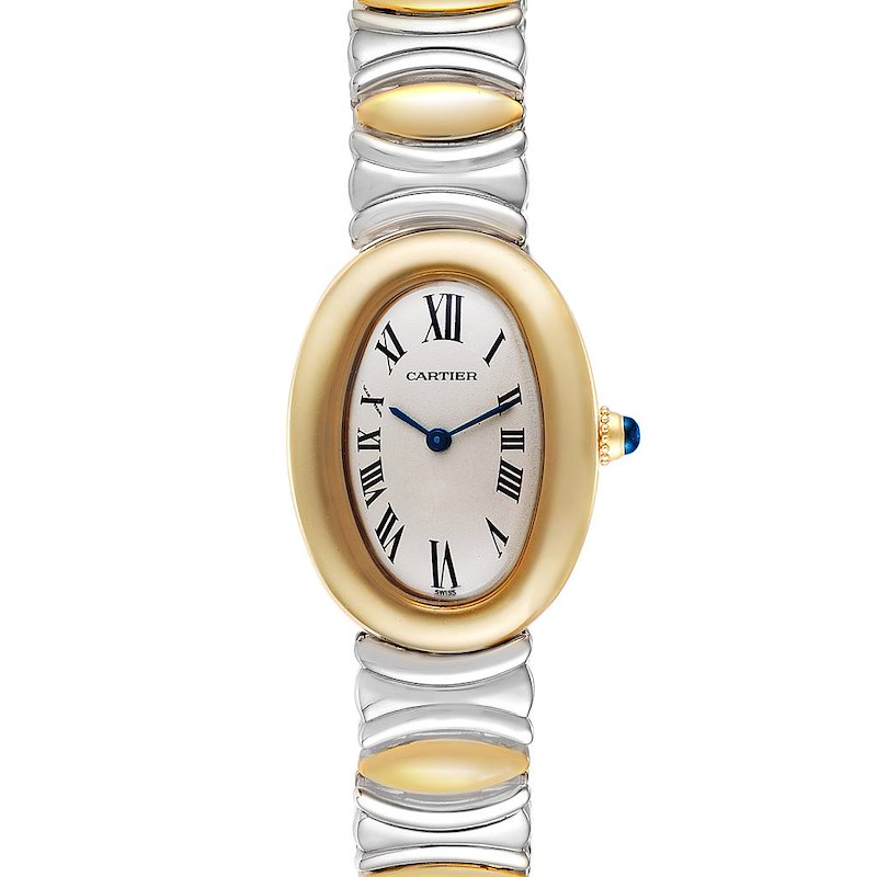 Cartier Baignoire 18k Yellow Gold Steel Ladies Watch W15045D8 SwissWatchExpo