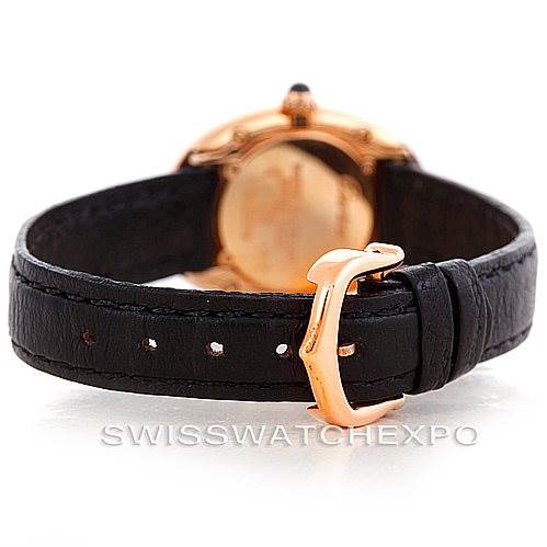 The image shows the back view of a Cartier Baignoire Women's Rose Gold Pink Dial Women's Rose Gold Pink Dial watch, focusing on the strap and buckle.