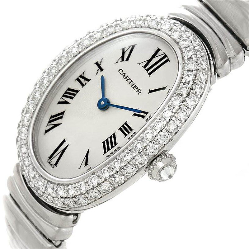 Cartier Baignoire Ladies 18k White Gold Diamond Watch WB5097L2 ...
