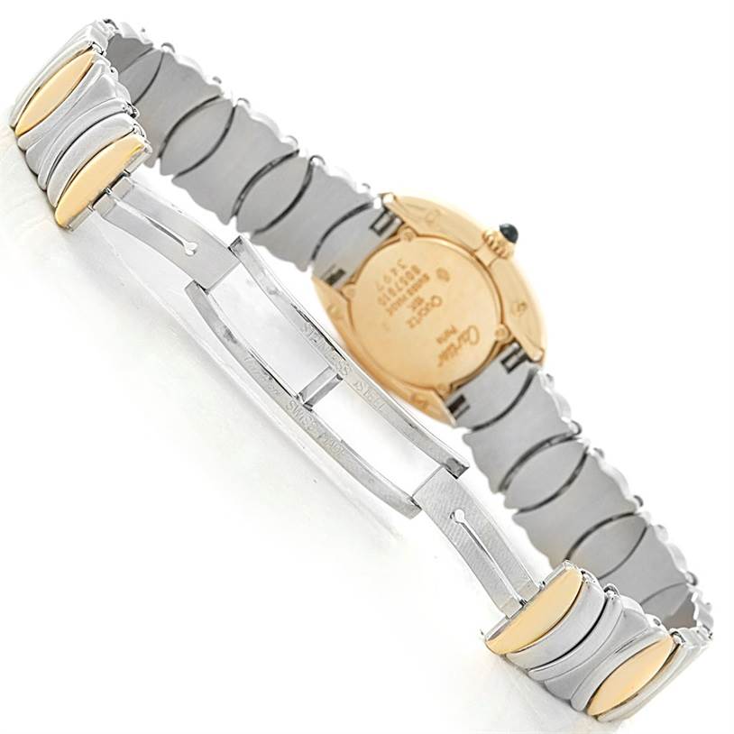 This image shows the back view and bracelet of the Cartier Baignoire W15045D8 Women's Yellow Gold Silver Dial W15045D8 Women's Yellow Gold Silver Dial watch.