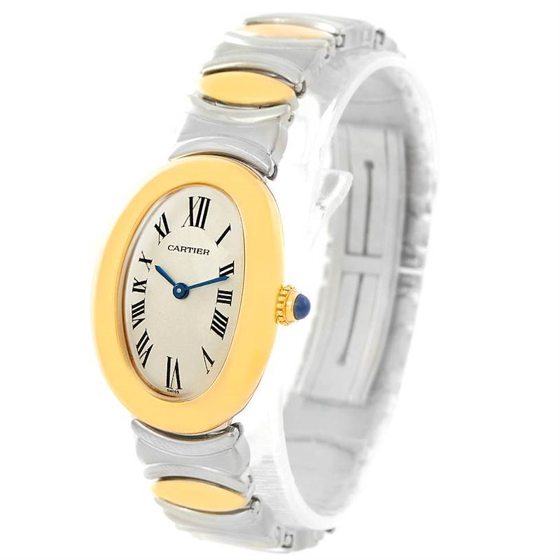Cartier Baignoire Ladies Steel 18k Yellow Gold Watch W15045D8 SwissWatchExpo