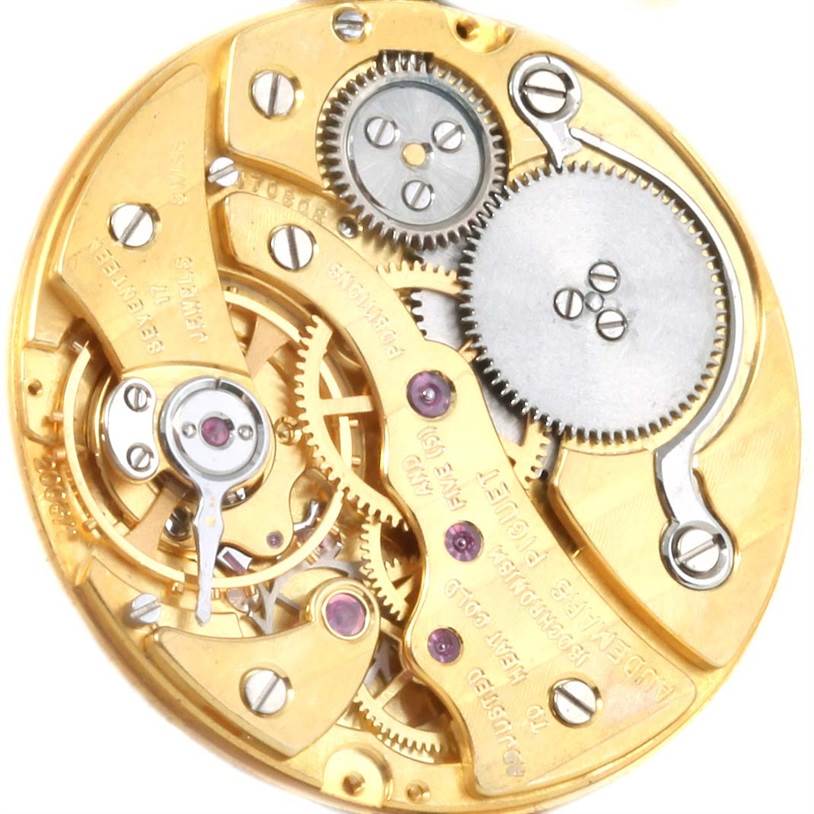 This image shows the movement and internal mechanics of a vintage Audemars Piguet watch, viewed from a top-down angle.