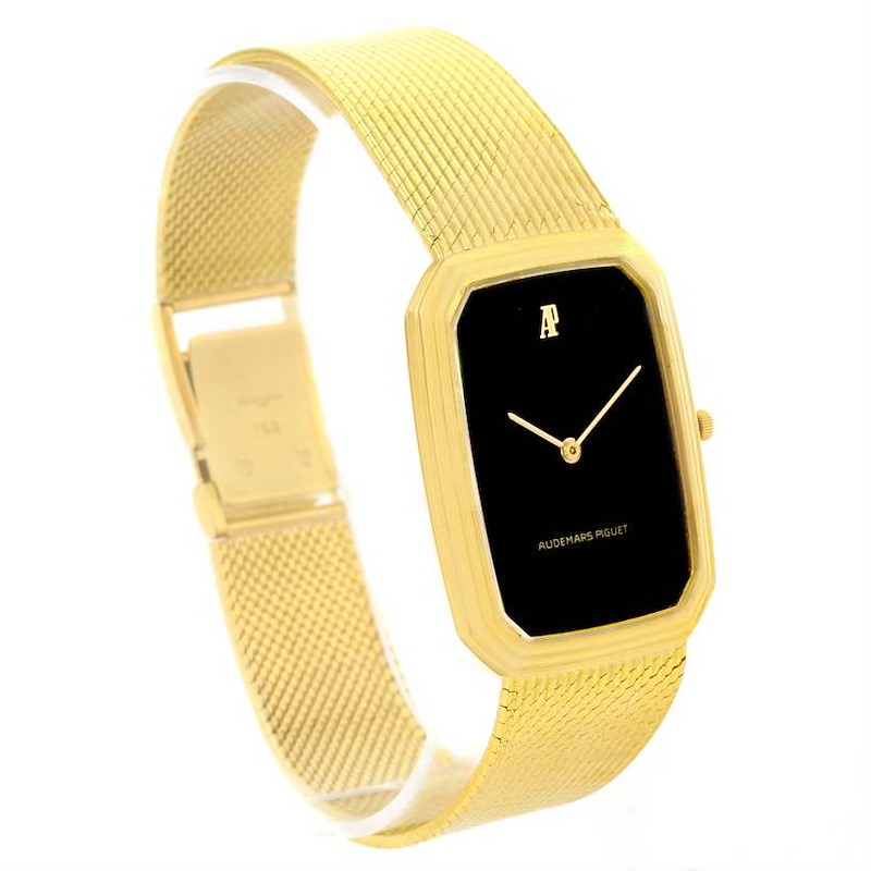 Audemars Piguet 18K Yellow Gold Black Dial Manual Winding Watch 4013 SwissWatchExpo