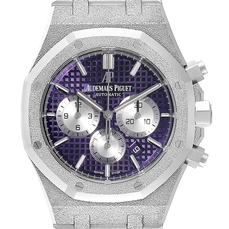Audemars Piguet Royal Oak Purple Dial White Frosted Gold Watch 26331BC SwissWatchExpo
