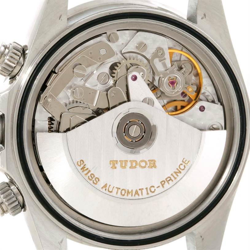 The image shows the internal mechanical movement of the Tudor Prince watch, viewed from the back.