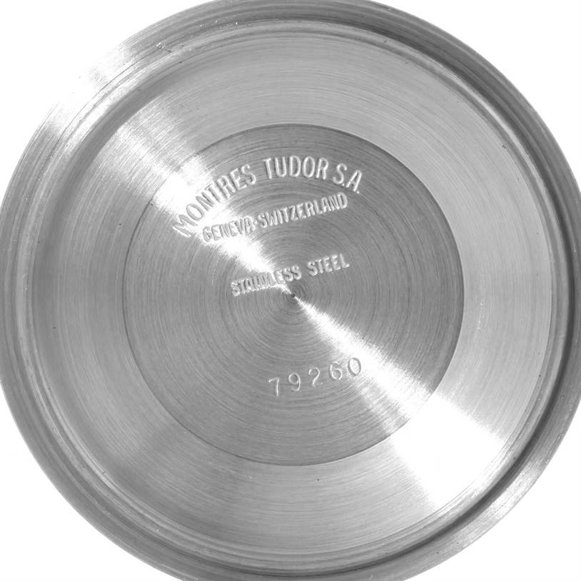 This image shows the stainless steel case back of a Tudor Prince watch, model number 79260.