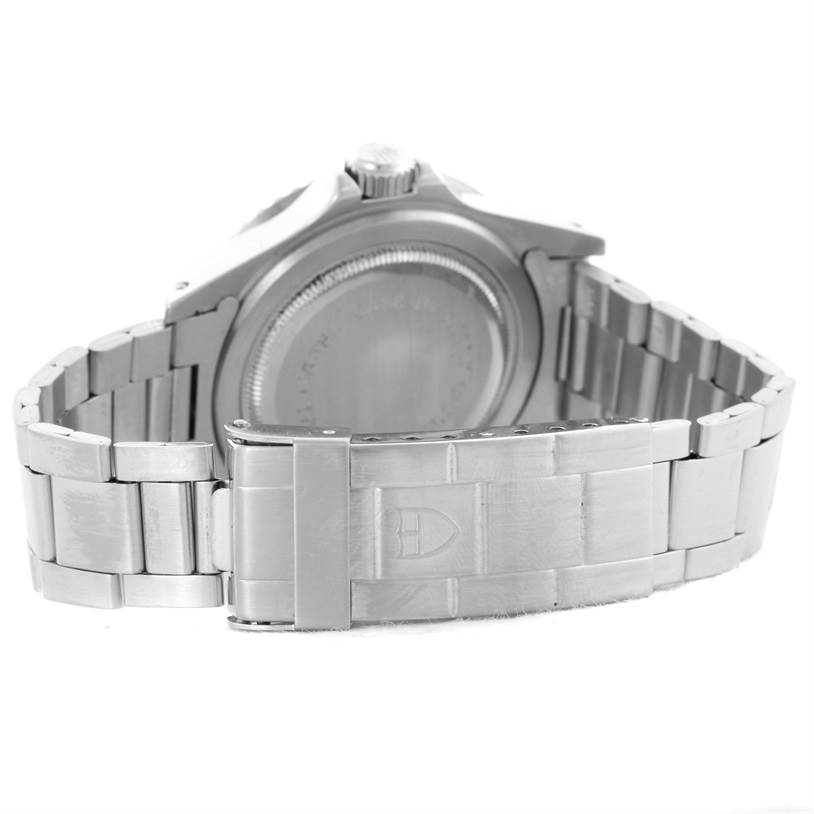 The image shows the back and clasp of a Tudor Submariner 79090 Men's Stainless Steel Black Dial 79090 Men's Stainless Steel Black Dial watch, focused on the stainless steel bracelet and case back.