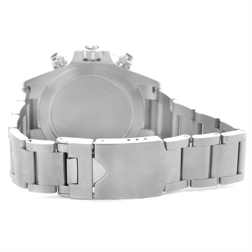 The image shows the back view of a Tudor Heritage Chrono 70330N-95740 Men's Stainless Steel Black Dial 70330N-95740 Men's Stainless Steel Black Dial watch, highlighting the case back, bracelet, and clasp.