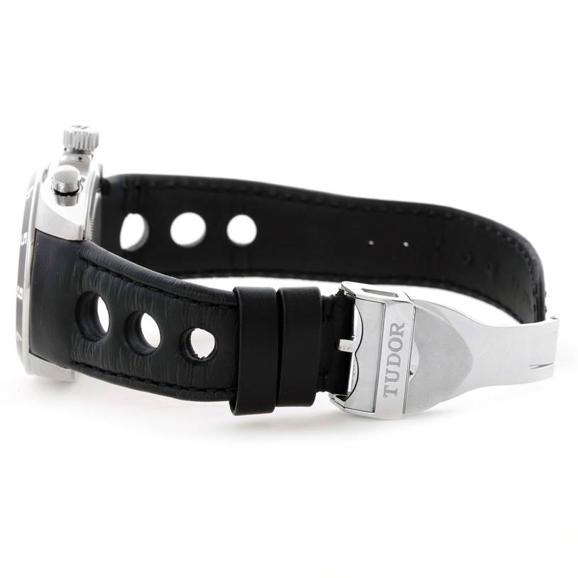 Tudor Grantour Grey Dial Black Leather Strap Steel Watch 20550N Unworn ...