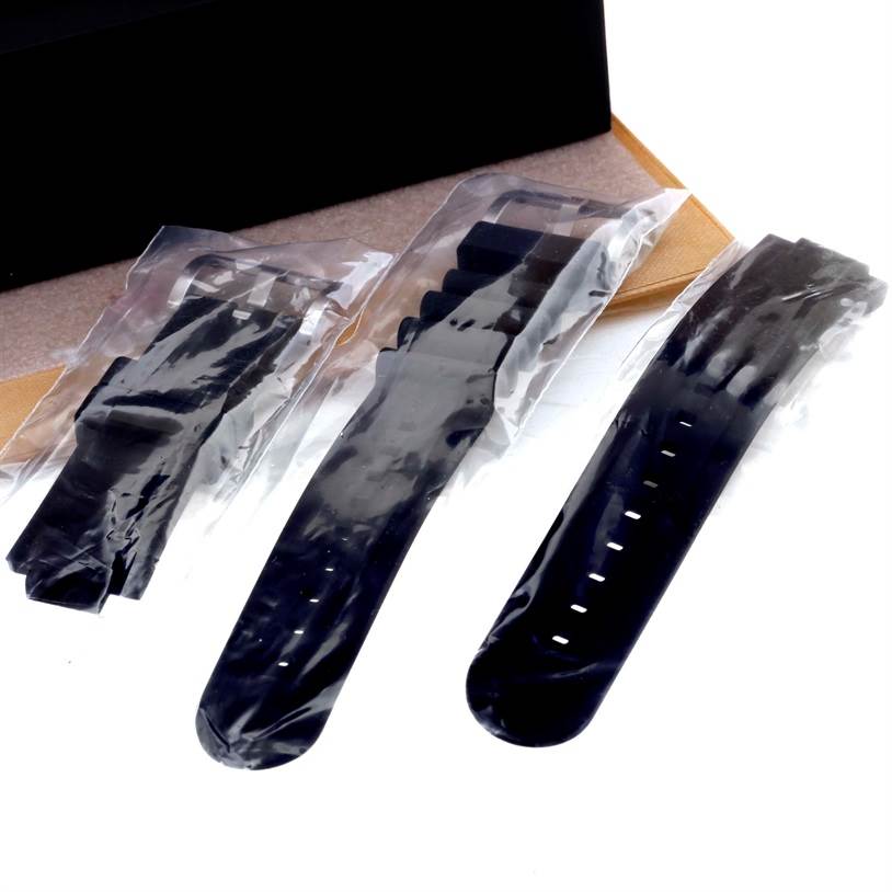 This image shows three replacement rubber straps for the Tudor Pelagos 25500TN Men's Titanium Black Dial 25500TN Men's Titanium Black Dial watch model, sealed in protective packaging.
