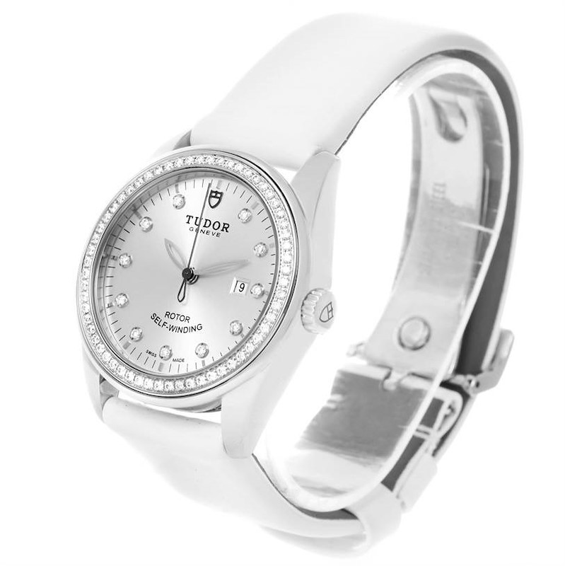 Tudor Glamour White Diamond Dial Ladies Watch 53020 Box Papers SwissWatchExpo