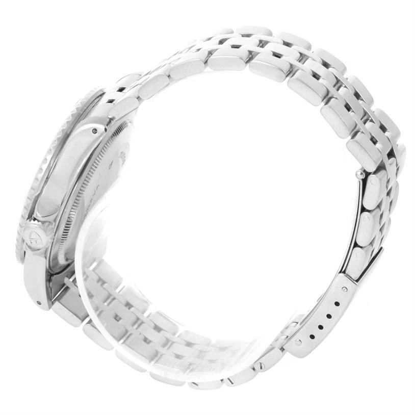 This image shows a side view of the case and bracelet of a Tudor Submariner 75190 Men's Stainless Steel Pink Dial 75190 Men's Stainless Steel Pink Dial watch.