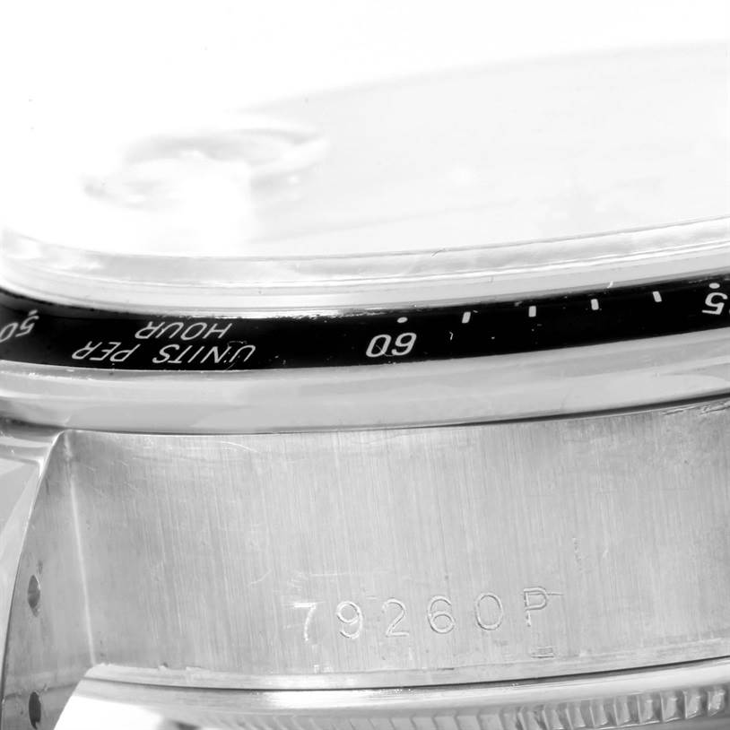 This image shows a close-up side view of the bezel and case, featuring the serial number of the Tudor Prince model 79260.
