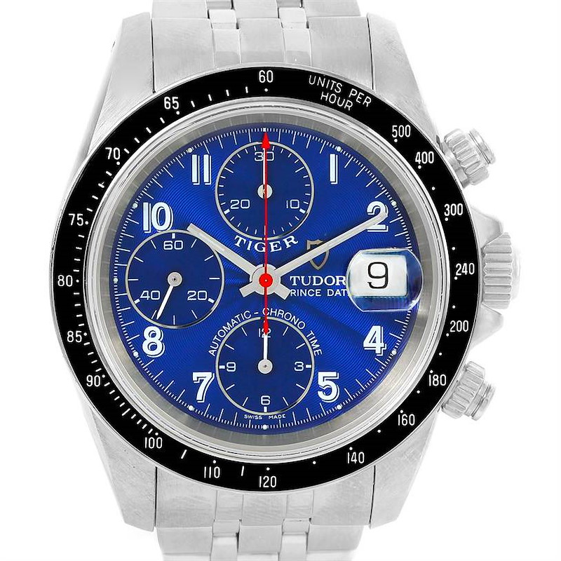 Tudor Tiger Prince Date Chronograph Blue Dial Steel Watch 79260 SwissWatchExpo