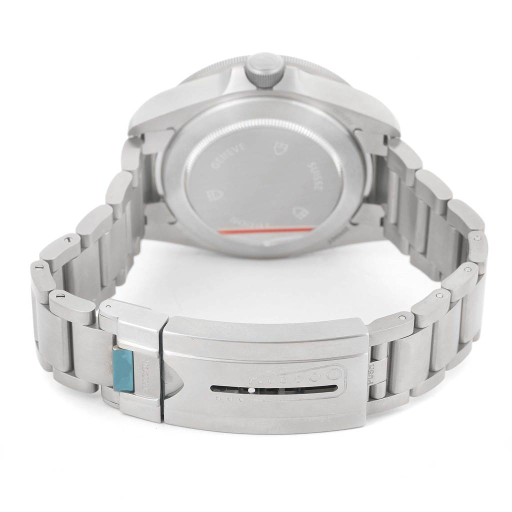 The image shows the back case and bracelet clasp of a Tudor Pelagos 25500TN Men
s Titanium Black Dial 25500TN Men
s Titanium Black Dial watch from a rear angle.