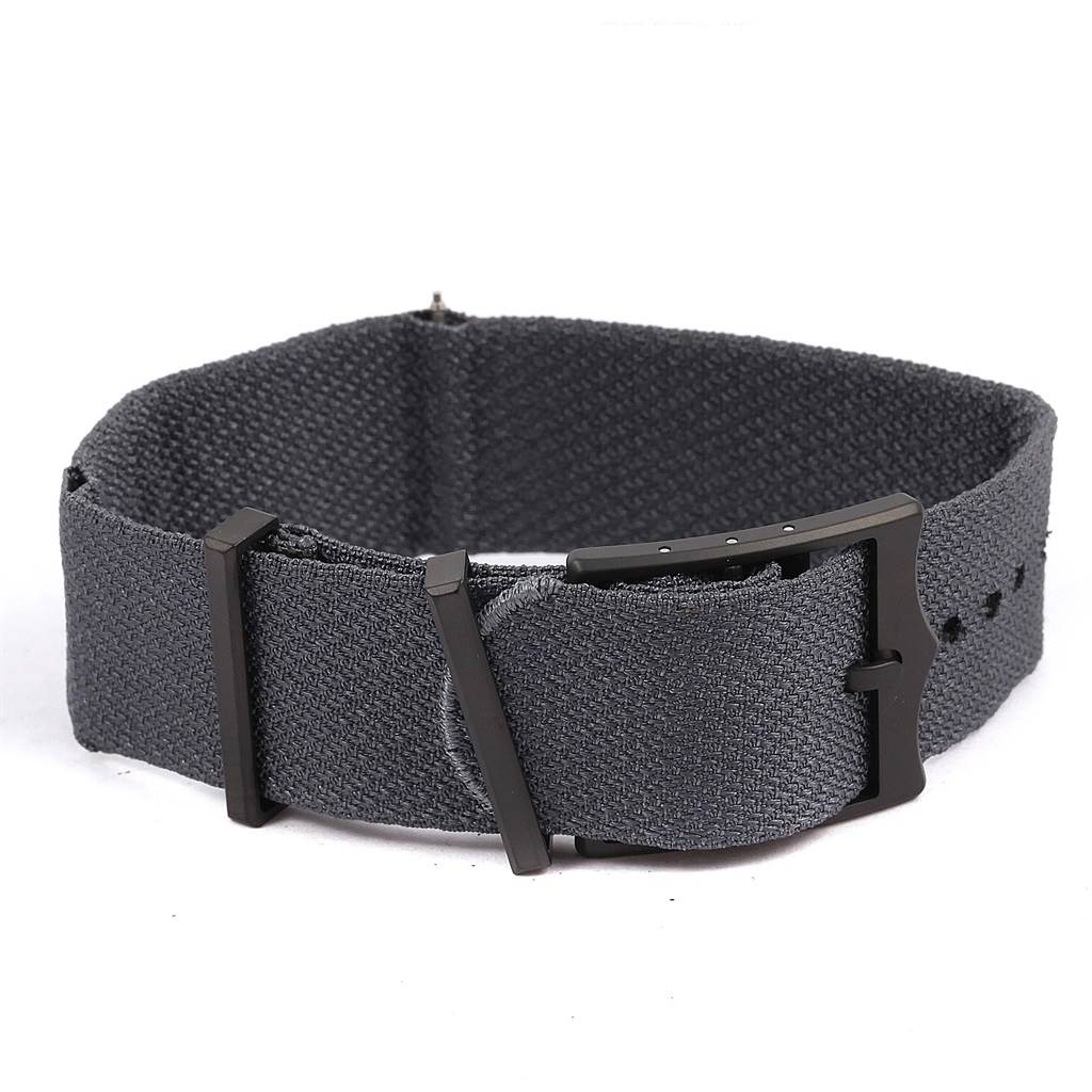 This image shows a textile strap with a black buckle for a Tudor Heritage Black Bay 79230DK Men
s Stainless Steel Black Dial 79230DK Men
s Stainless Steel Black Dial watch.