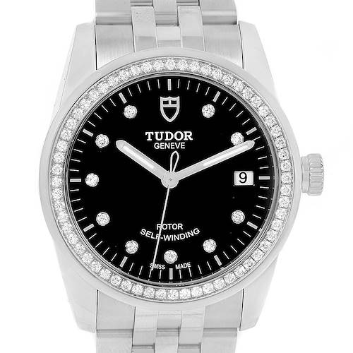 Photo of Tudor Glamour 36mm Black Dial Diamond Unisex Watch 55020 Unworn
