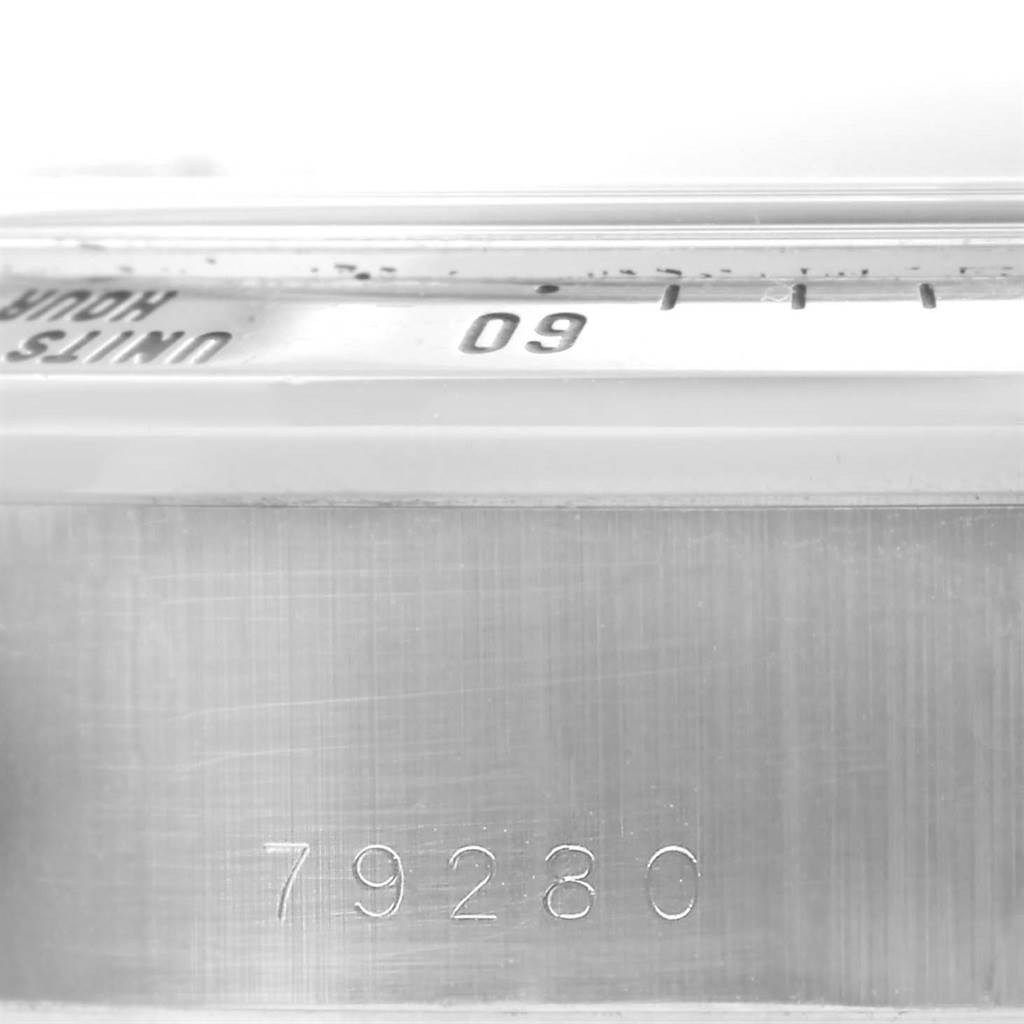 This image shows a close-up of the side of the Tudor Tiger 79280 Men's Stainless Steel Black Dial 79280 Men's Stainless Steel Black Dial model watch, displaying the bezel and the model number "79280."