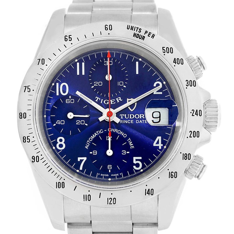 Tudor Tiger Woods Chrono Blue Dial Steel Mens Watch 79280 Box Papers SwissWatchExpo