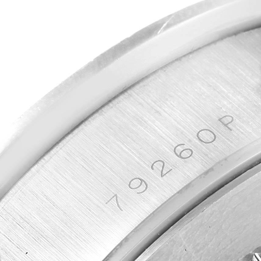 This close-up image shows the engraved model number "79260P" on the back of a Tudor Tiger 79260 Men's Stainless Steel Silver Dial 79260 Men's Stainless Steel Silver Dial watch.