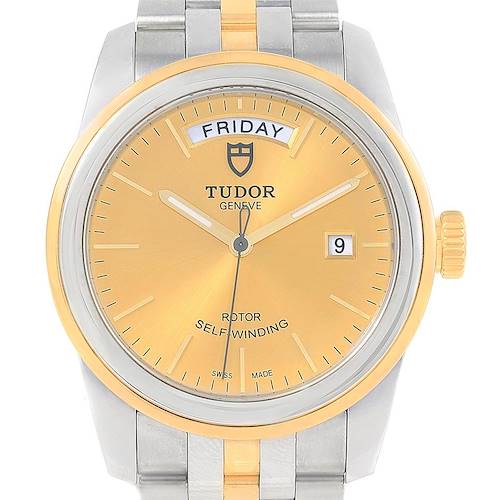 Photo of Tudor Glamour Day Date Steel Yellow Gold Mens Watch 56003 Box Papers