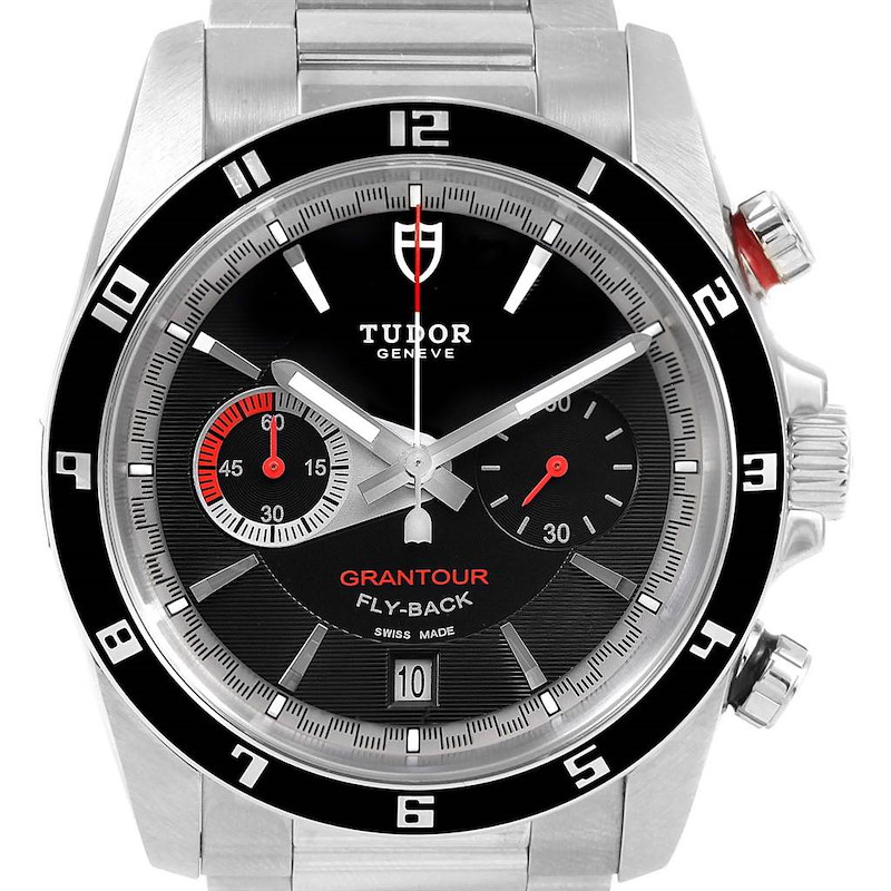 Tudor Grantour Black Dial Chronograph Steel Watch 20550N Unworn SwissWatchExpo