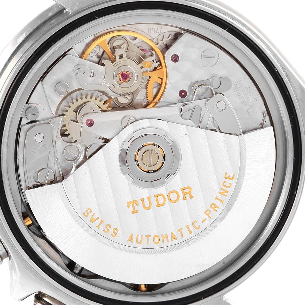 The image shows the movement mechanism of a Tudor Tiger 79270 Men's Stainless Steel White Dial 79270 Men's Stainless Steel White Dial model watch, viewed from the back.