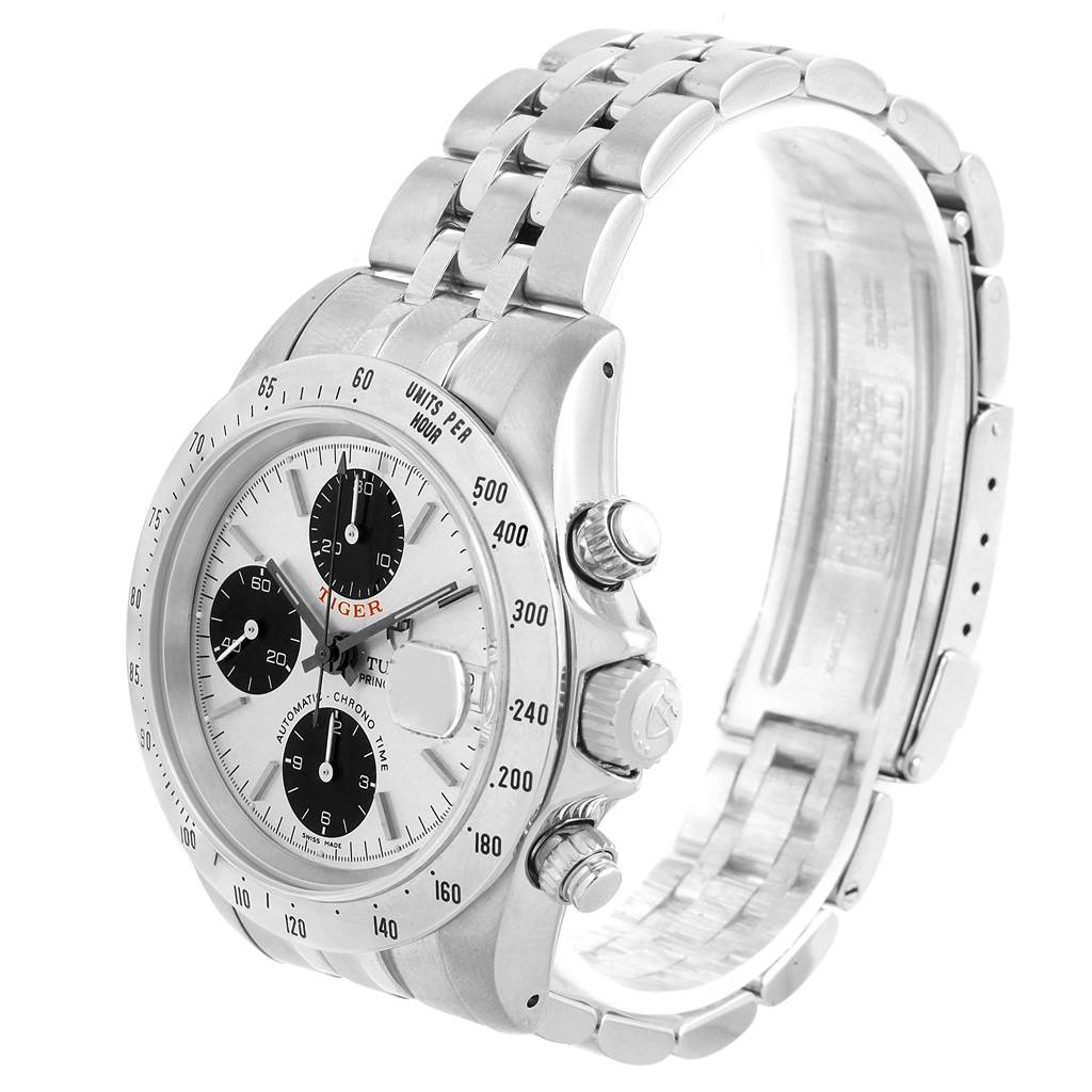 Tudor Prince Tiger Woods Chrono Silver Vertical Panda Dial Watch 79280 ...