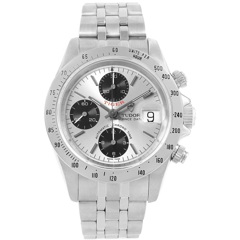 Tudor Prince Tiger Woods Chrono Silver Vertical Panda Dial Watch 79280 ...