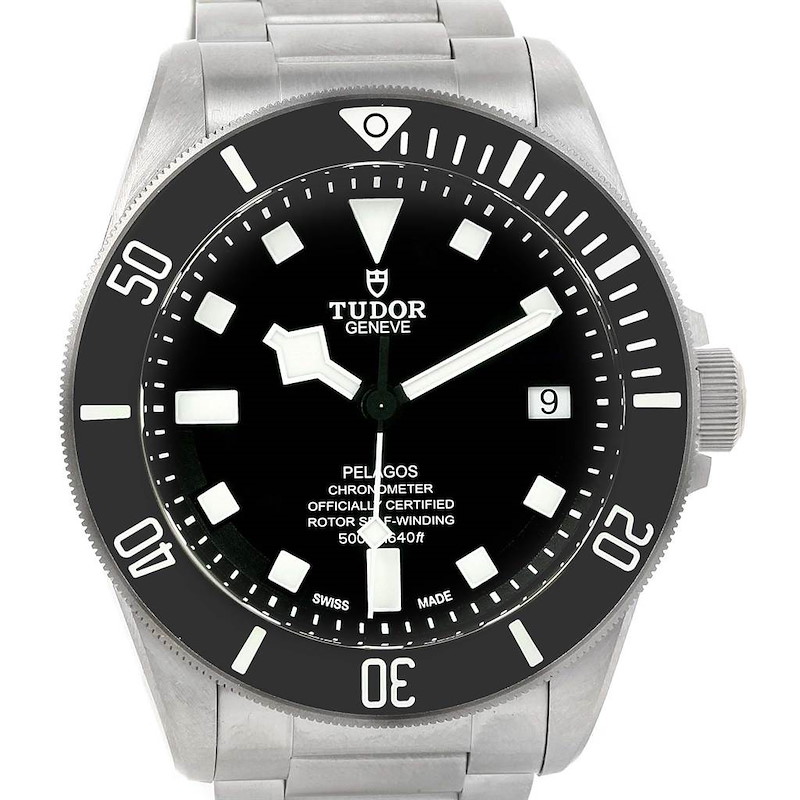 Tudor Pelagos Black Dial Titanium Stainless Steel Mens Watch 25600 SwissWatchExpo