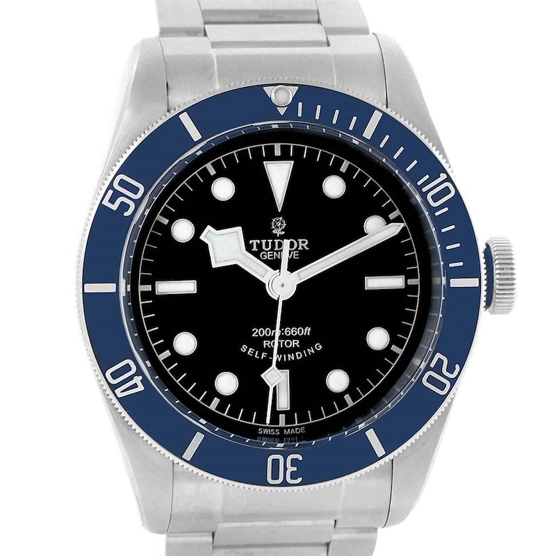 Tudor Heritage Black Bay Blue Bezel Steel Watch 79220B Box Papers SwissWatchExpo