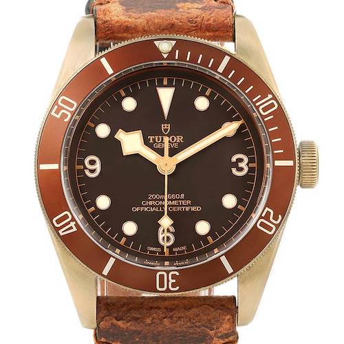 Photo of Tudor Heritage Black Bay Automatic Bronze Dial Leather Strap Watch 79250