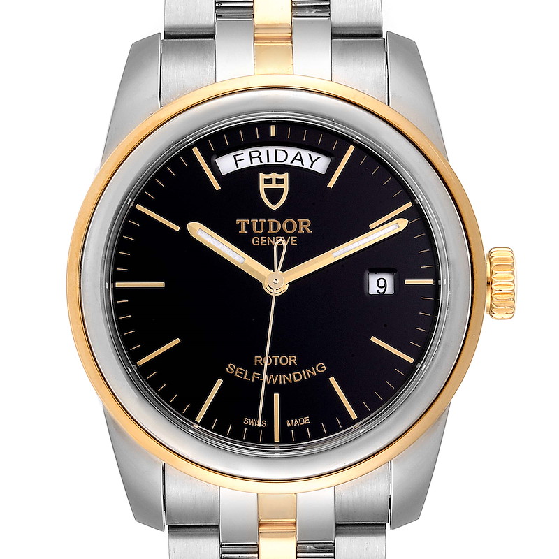 Tudor Glamour Day Date 39mm Steel Yellow Gold Mens Watch 56003 Box Papers SwissWatchExpo