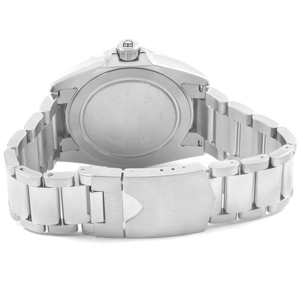 This image shows the back and bracelet clasp of the Tudor Grantour 20500N Men's Stainless Steel Silver Dial 20500N Men's Stainless Steel Silver Dial watch from a rear angle.
