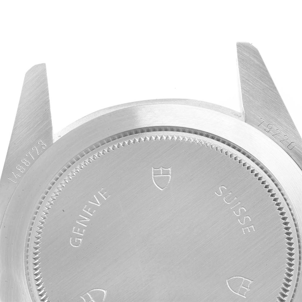 The image shows the back case of a Tudor Heritage Black Bay 79220 Men's Stainless Steel Black Dial 79220 Men's Stainless Steel Black Dial watch, displaying the back cover and lugs from a high-angle view.