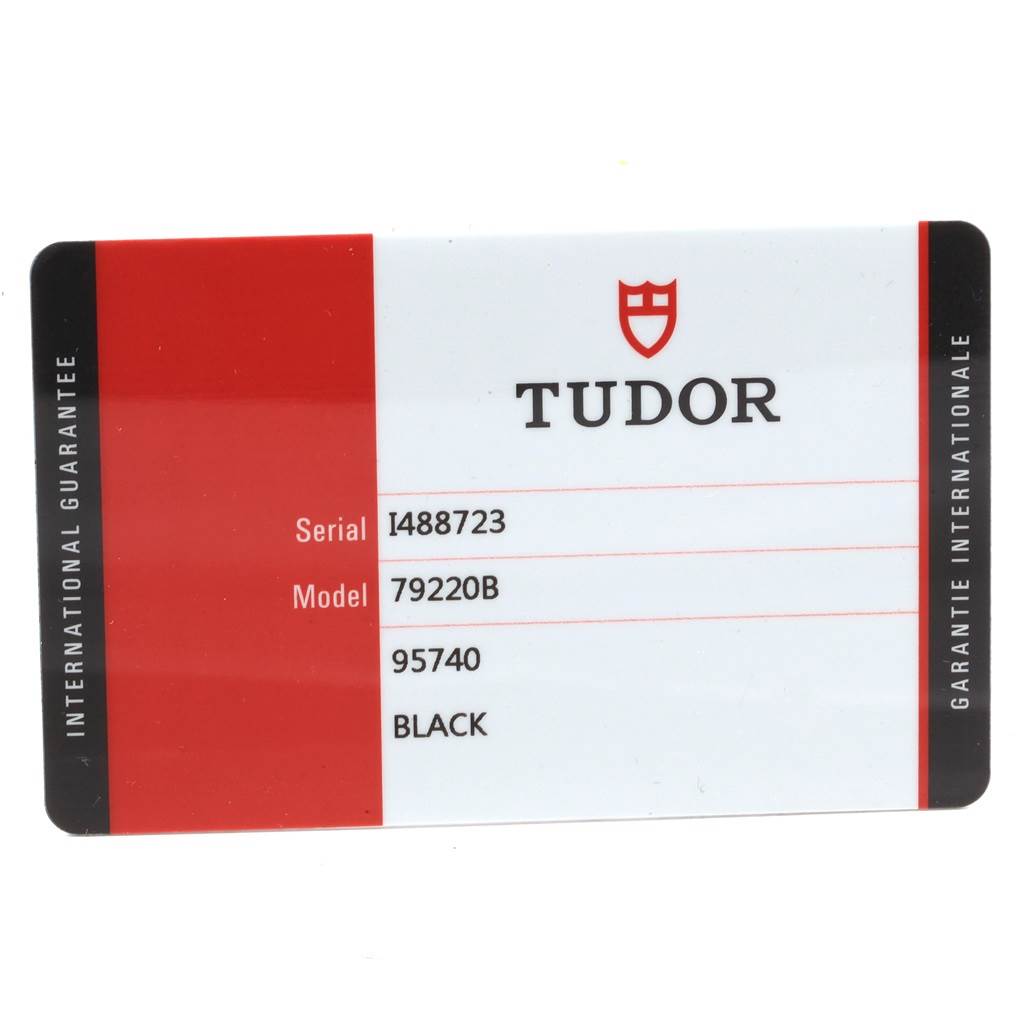 This image shows the international guarantee card for the Tudor Heritage Black Bay 79220 Men's Stainless Steel Black Dial 79220 Men's Stainless Steel Black Dial watch.